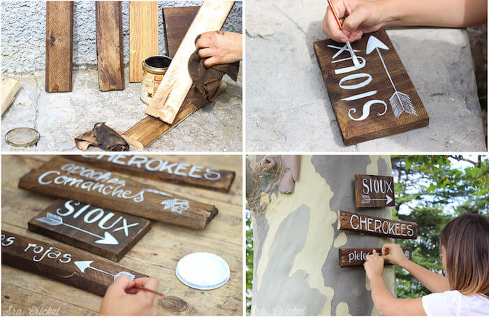 Letreros de madera pintados a mano